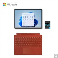 微软Surface Pro 8 二合一平板电脑 i7 16G+512G 亮铂金+波比红键盘盖 13英寸高刷触控屏 轻薄笔记本